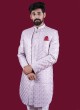 Wedding Wear Lavender Jacket Style Indowestern In Silk